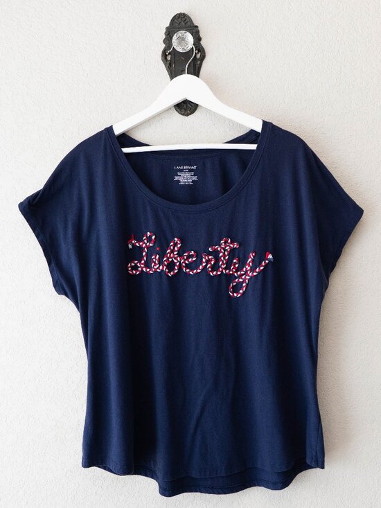 Lane Bryant Tops - Lane Bryant Womens 14/16 Liberty Graphic Tee Navy Short Sleeve Americana